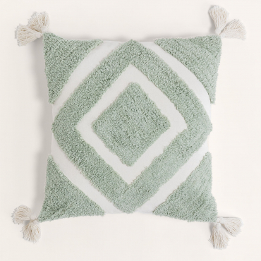 Square Cotton Cushion (45x45 Cm) Sowyer Celadon Mousse - Sklum