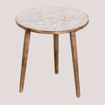 Round Side Table Ø45 Cm In Tienga Mango Wood Mango Wood - Sklum