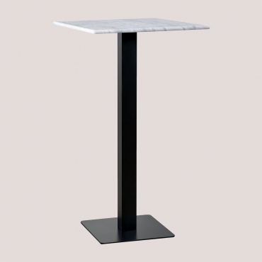 Square 60x60 Cm High Bar Table In Livanto Marble White Marble & Black - Sklum