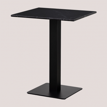 Square Bar Table In Livanto Marble Black Marble & ↔︎ 60 Cm & Black - Sklum