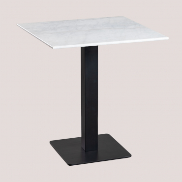 Livanto Square Marble Bar Table White Marble & ↔︎ 70 Cm & Black - Sklum