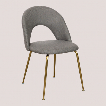 Glorys Style Upholstered Dining Chair Grey Taupe & Golden - Sklum