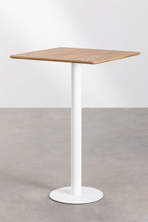 Square high bar table in Frappe ash veneer - ↔︎ 70 cm