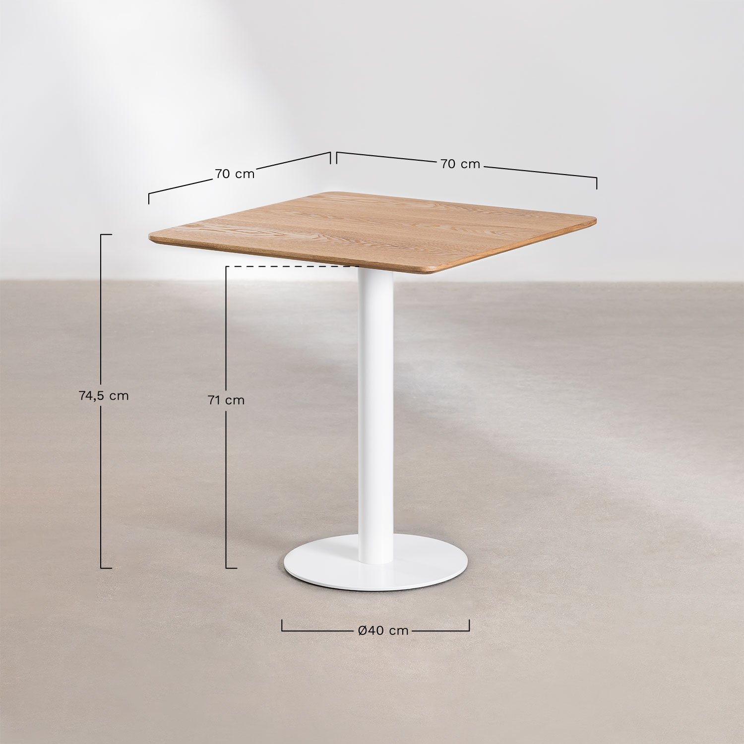 Square Ash Wood Bar Table FRAPPE, medidas