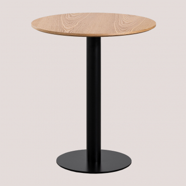Round Bar Table In Ash Veneer Frappe Ø70 Cm & Black - Sklum