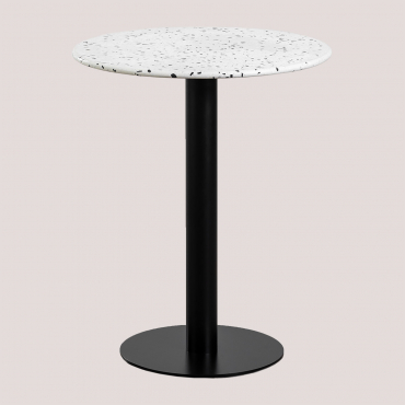 Round Bar Table In Terrazzo (ø60cm) Dolce White - Sklum