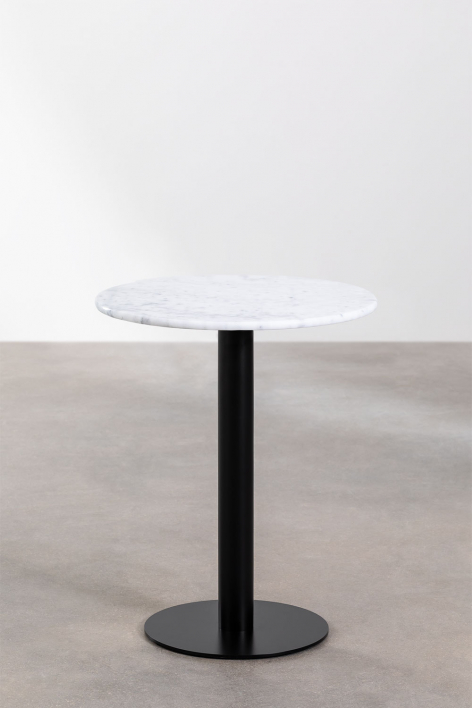 Round bar table Ø60 cm in Rocher marble - White Marble