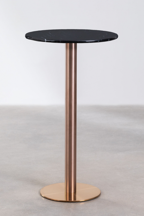 Round high bar table Ø60 cm in Cosmopolitan marble - Black Marquina Marble