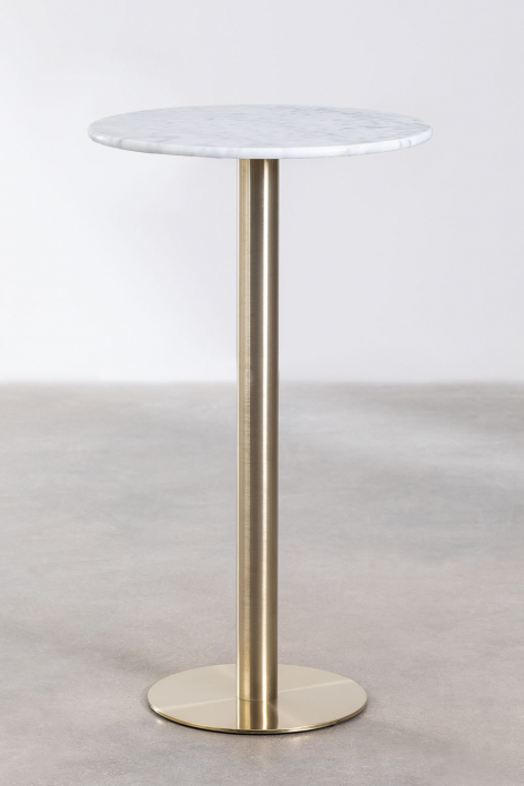 Round high bar table Ø60 cm in Cosmopolitan marble - White Marble