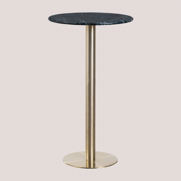 Round Marble High Bar Table (ø60 Cm) Cosmopolitan Green Marble & Champagne Gold - Sklum