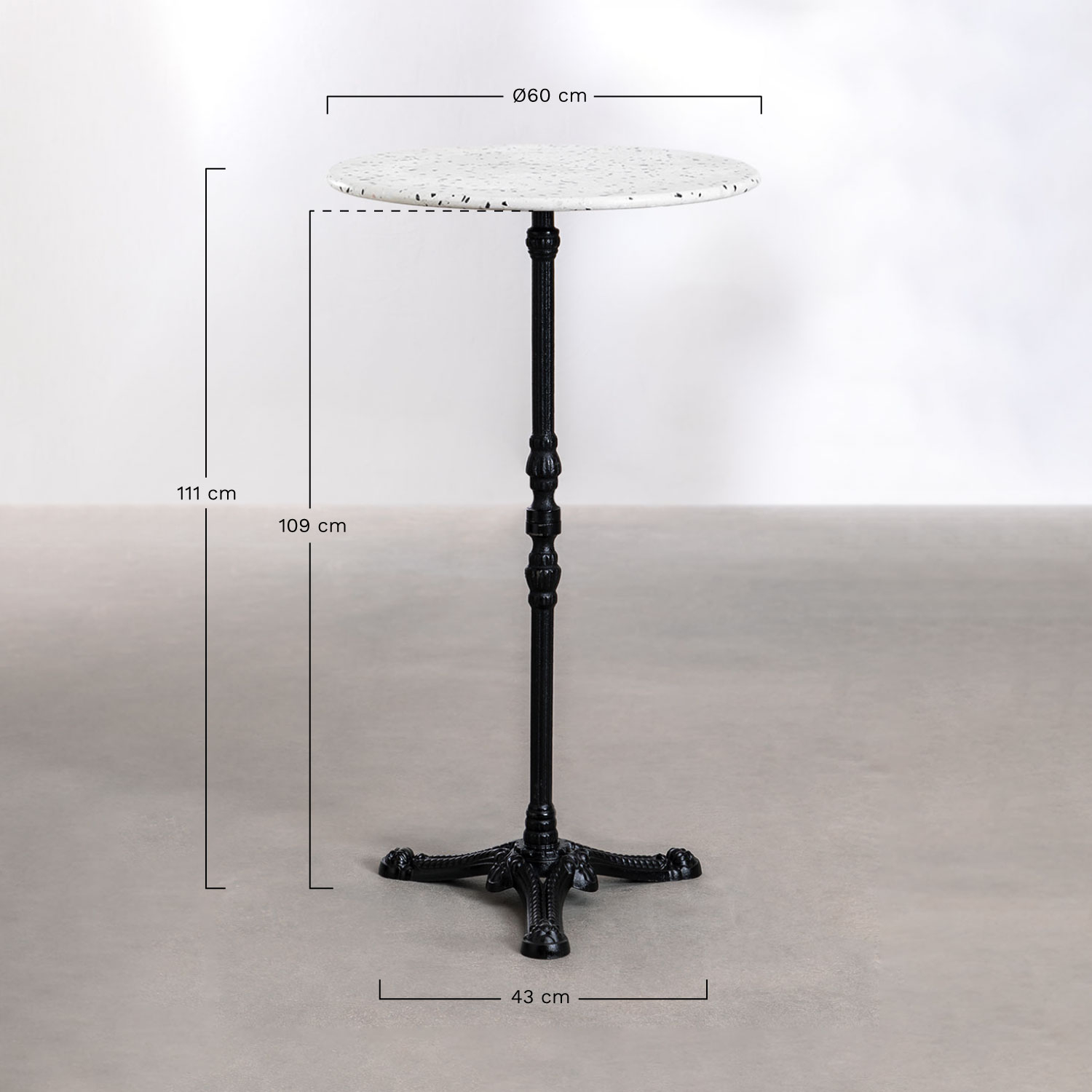 High Bar Table in Terrazzo Vertuo, medidas