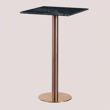 High Square Marble Bar Table (60x60 Cm) Cosmopolitan Green Marble & Golden Rose - Sklum