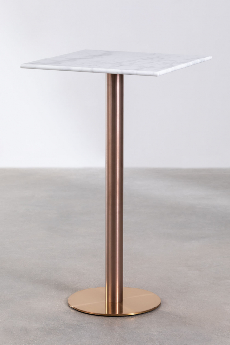 Square 60x60 cm high bar table in Cosmopolitan marble - White marble Guangxi