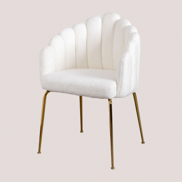 Pack Of 2 Chenille Dining Chairs Markina White - Sklum
