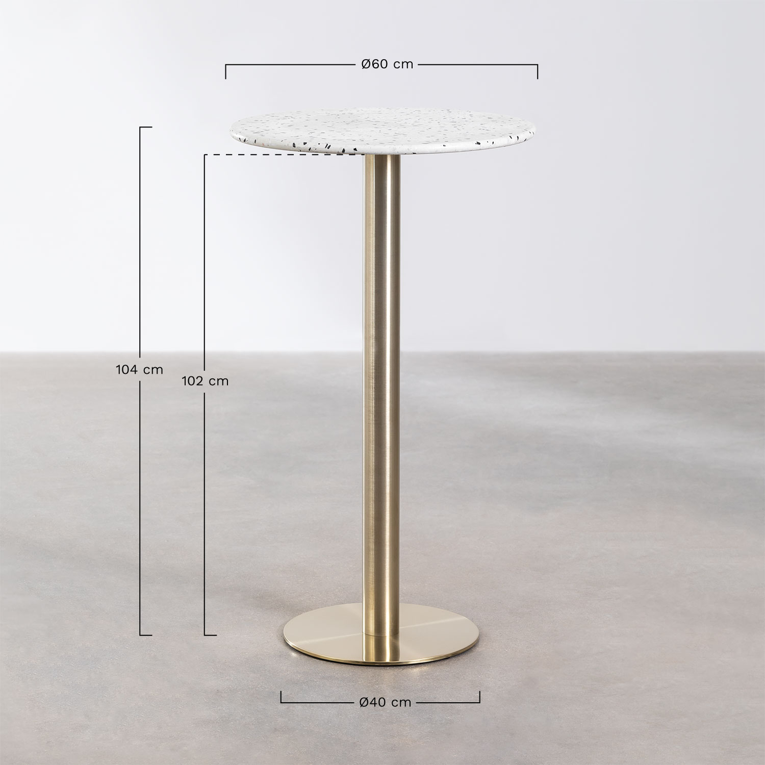 Round Terrazzo High Bar Table (Ø60 cm) Malibu, medidas