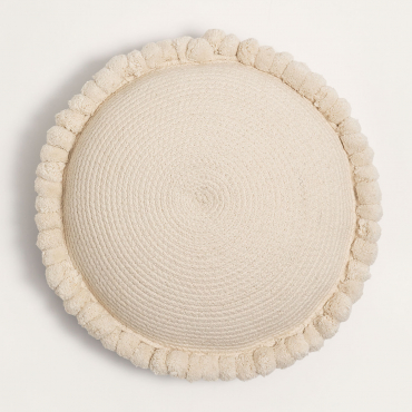 Olets Round Cotton Braided Cushion Beige Cream - Sklum