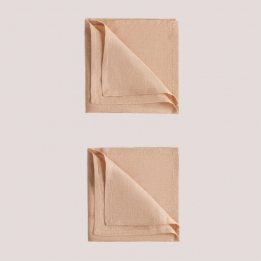 Set Of 2 Zendan Linen Napkins Light Brown Nude - Sklum