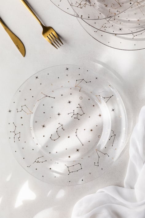 Lyra glass dinner plate set of 4