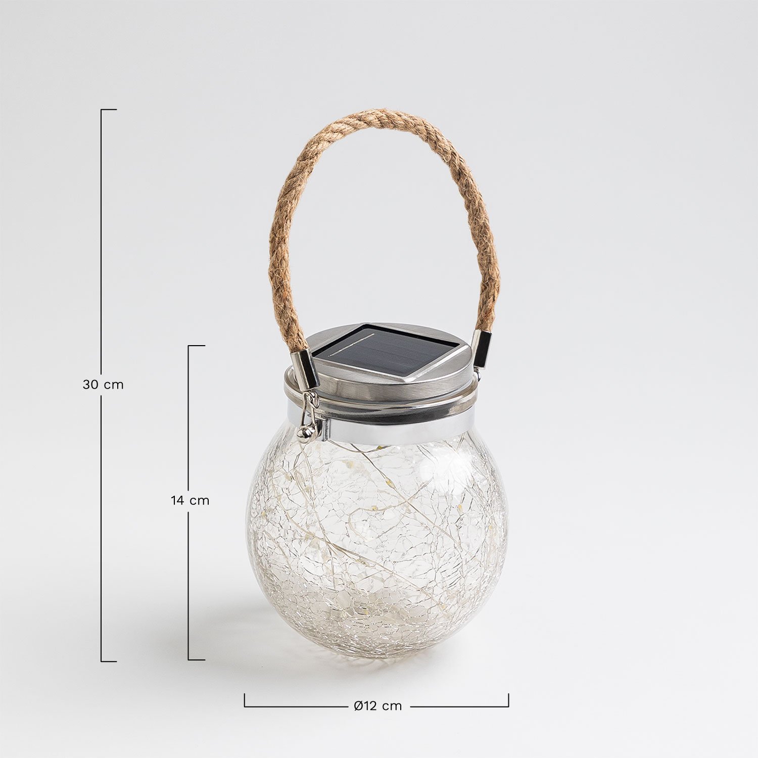 Solar glass jar with garland Gabinsen, medidas