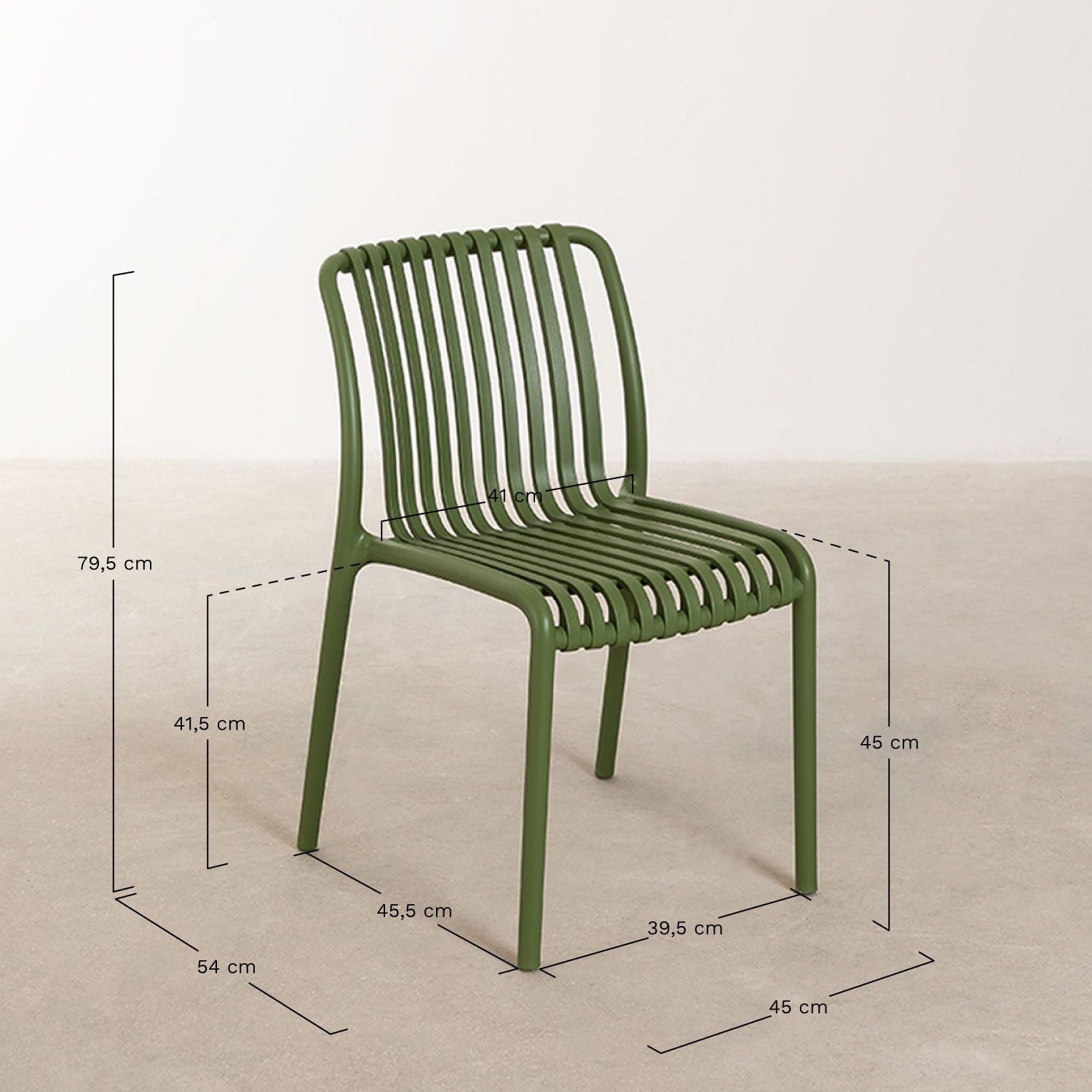 Pack of 2 Wendell polypropylene stackable dining chairs, medidas