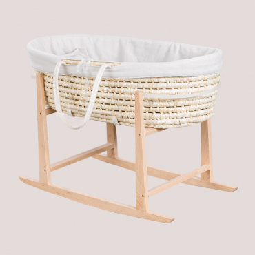 Fabian Padded Rocking Rattan Crib Natural Wood - Sklum