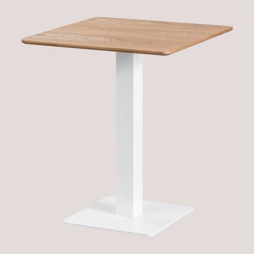 Square Bar Table In Espresso Ash Veneer ↔︎ 60 Cm & White - Sklum