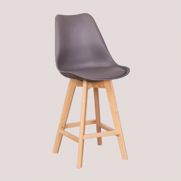 Nordic High Stool With Leatherette Cushion Grey Taupe & ↑65 Cm - Sklum