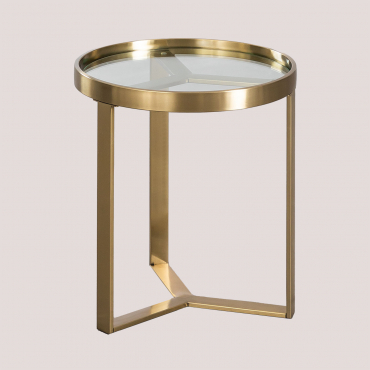 Glass & Steel Side Table (ø45 Cm) Amelia Matte Gold - Sklum