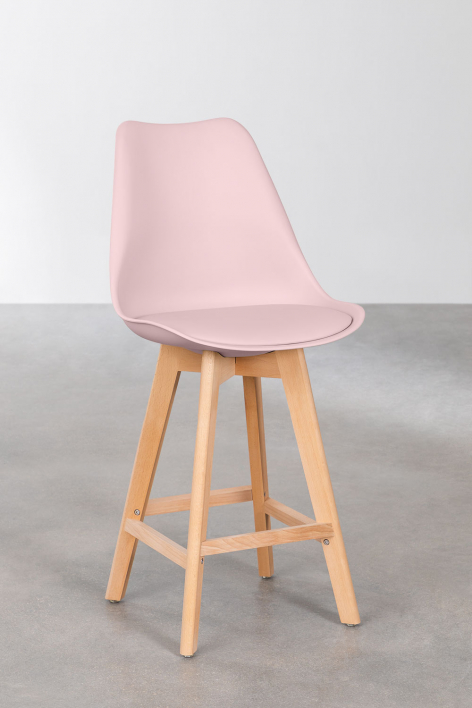 2-Pack high stools 65 cm with hazelnut pink faux leather cushion Nordic - Pink Hazelnut
