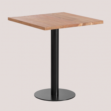 Acacia Wood Square Bar Table Macchiato ↔︎ 70 Cm & Black - Sklum