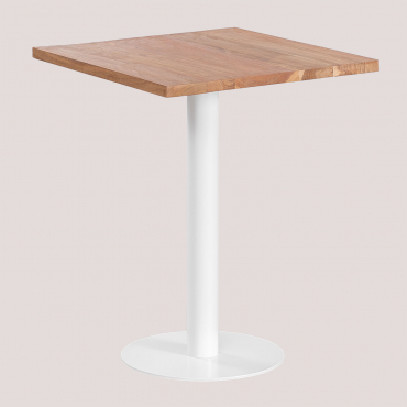 Square Bar Table In Macchiato Acacia Wood ↔︎ 60 Cm & White - Sklum