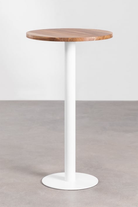 Round high bar table in Macchiato acacia wood - Ø60 cm