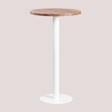 Round High Bar Table In Macchiato Acacia Wood Ø60 Cm & White - Sklum