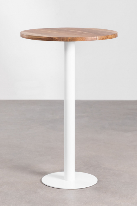 Round high bar table in Macchiato acacia wood - Ø70 cm