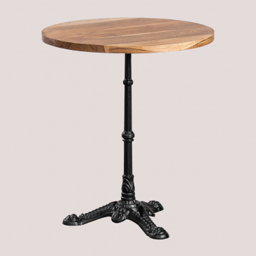 Round Bar Table In Aztec Acacia Wood Ø70 Cm & Black - Sklum