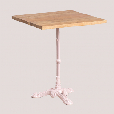 Square Acacia Wood Bar Table Vienna ↔︎ 60 Cm & Cotton Candy Rose - Sklum