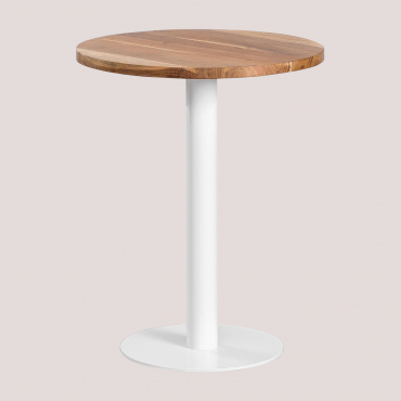 Round Bar Table In Macchiato Acacia Wood Ø60 Cm & White - Sklum