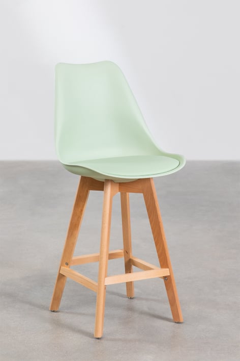 2-Pack high stools 65 cm with celadon faux leather cushion Nordic - Celadon Green