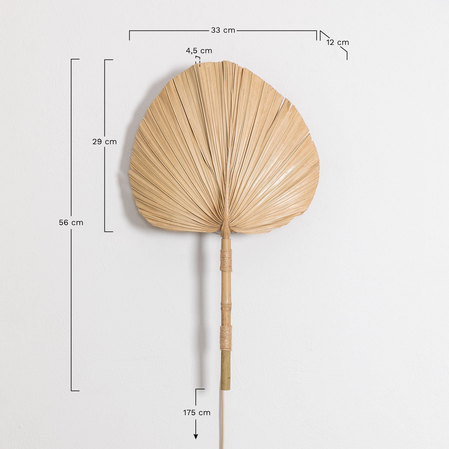 Pruyans bamboo wall lamp, medidas