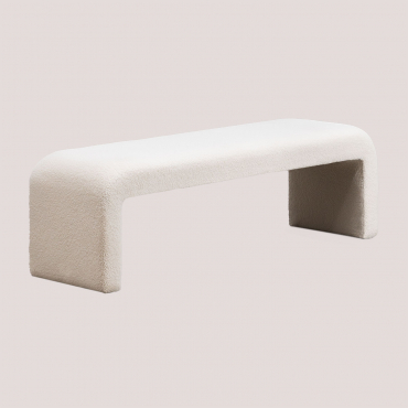 Bench In Chenille Carlise Teddy Fabric White - Sklum