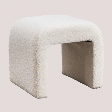 Carlise Sheepskin Low Stool Teddy Fabric White - Sklum