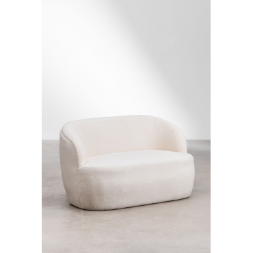 2 Seater Sofa In Chenille Dariele Teddy Fabric White - Sklum