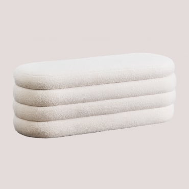 Storage Bench 130 Cm In Jutson Sherpa Teddy Fabric White - Sklum