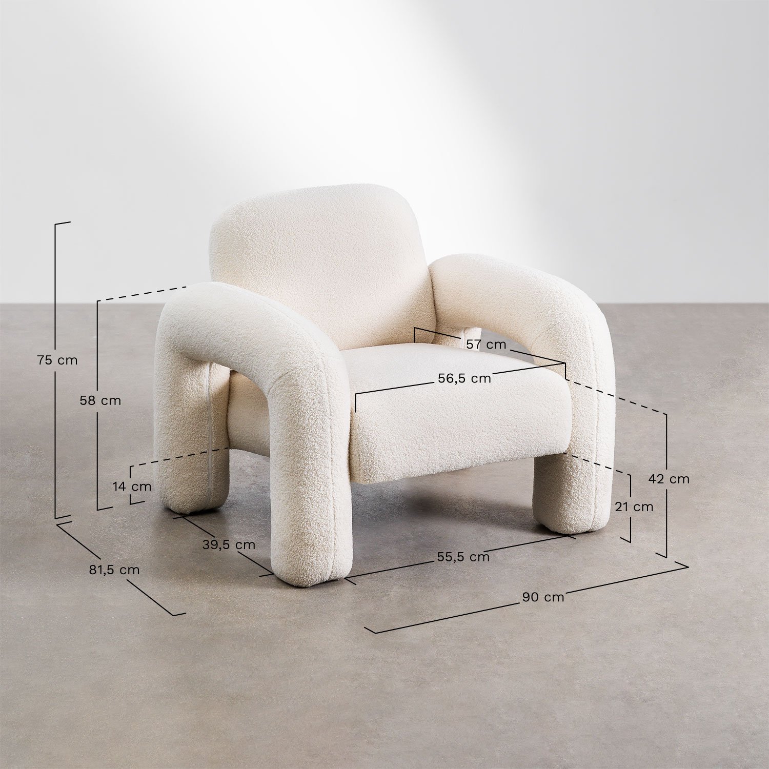 Nicxon sheepskin armchair, medidas