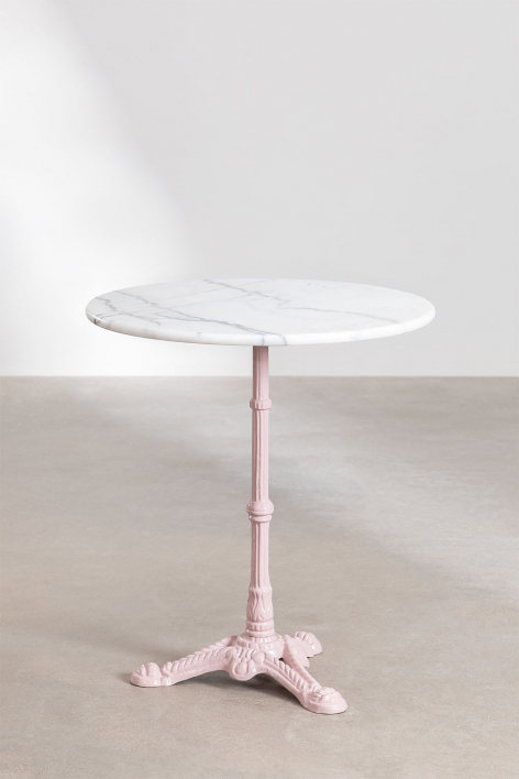 Moka round marble bar table - Cotton Candy Rose