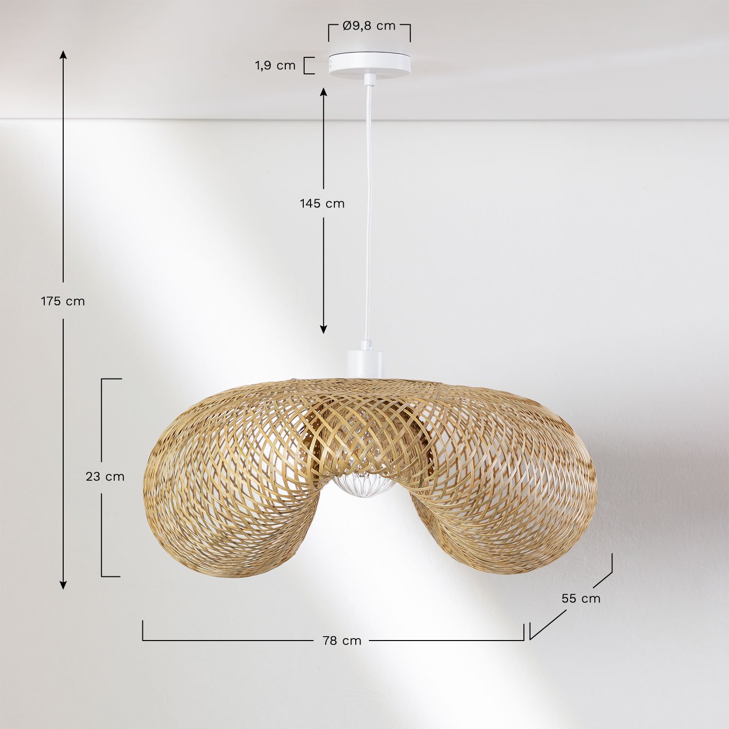 Bamboo Ceiling Lamp Kariba , medidas