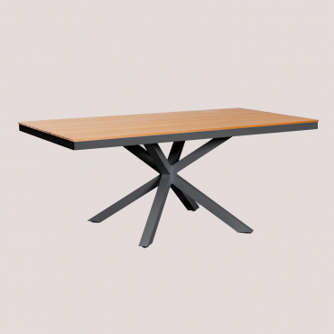Rectangular Garden Table 180x100 Cm In Aluminum And Wood Archer Grey Graphite - Sklum