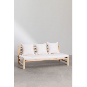 3 Seater Sofa In Teak Wood Nabila Natural Wood - Sklum