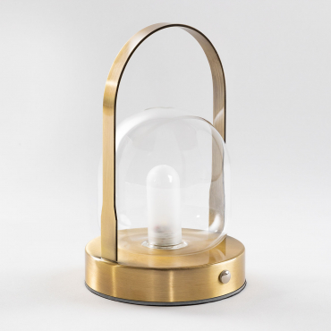 Samia Wireless Led Table Lamp In Iron And Crystal Golden - Sklum