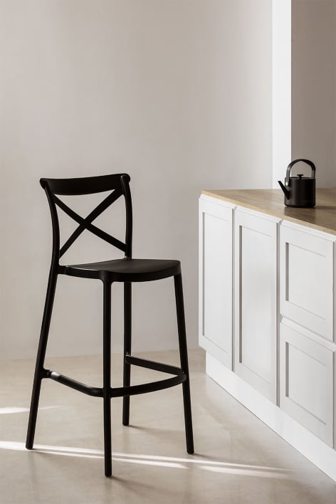 High stool 65 cm stackable in white polypropylene Otax